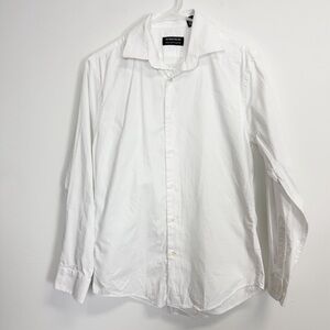 Nordstrom Button Down Shirt Mens 15 32 33 White Easy Care Trim Fit Cotton